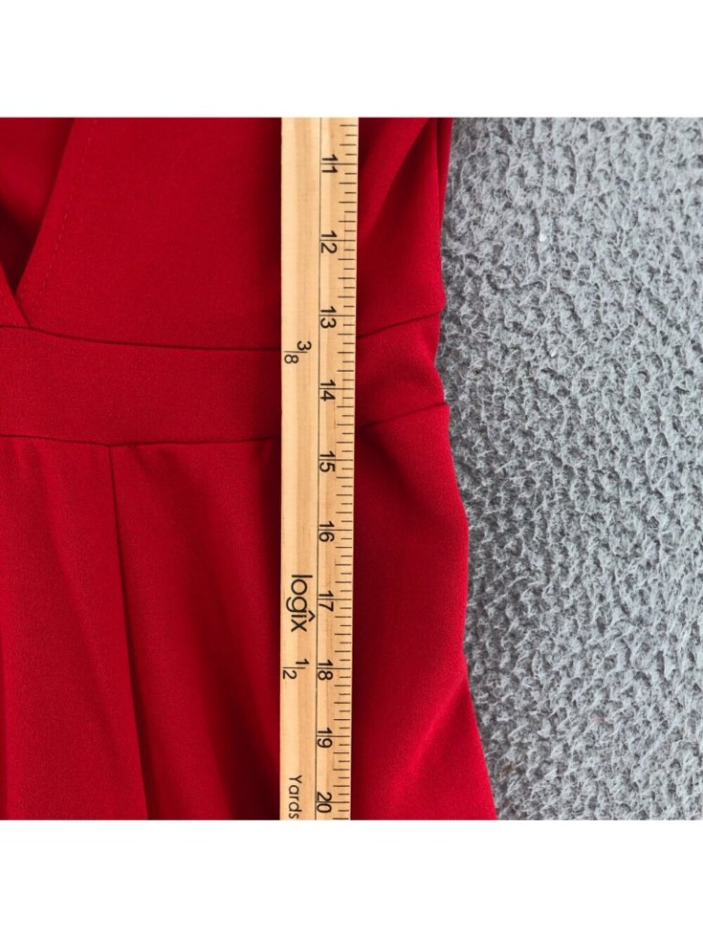 Nasty Gal Jumpsuit Womens 2 Red Plunging V Neck Wide Leg High Rise Stretch NWT - Picture 9 of 13
